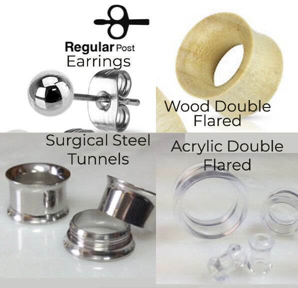 PAIR Silver Teardrop Gauges Dangle Crystal Earrings Vintage Wedding Prom plugs tunnels  8g 6g 4g 2g 0g