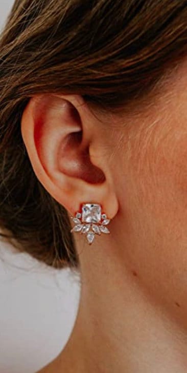 Rose Gold CZ Cluster Bridal Wedding Earrings  Gauges - Wedding Gauges - Ear Gauges - Earrings - Ear Tunnels - Bridal Jewelry