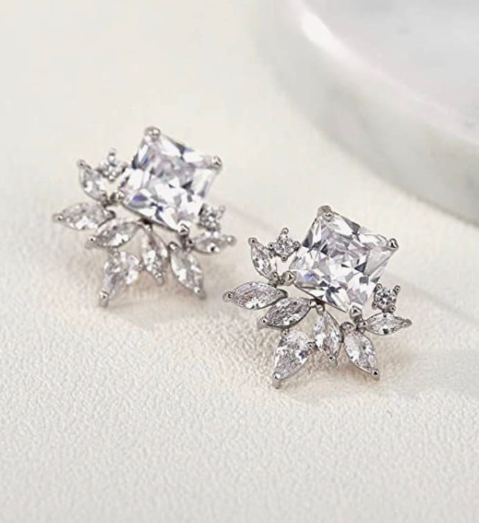 Rose Gold CZ Cluster Bridal Wedding Earrings  Gauges - Wedding Gauges - Ear Gauges - Earrings - Ear Tunnels - Bridal Jewelry